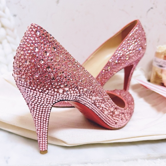 Authentic Christian Louboutin Fifi 100mm Pink Crystal Pumps / Heels - Picture 10 of 13